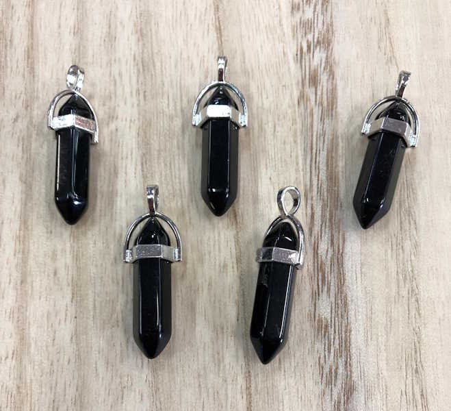 Colgante Biterminado Obsidiana Negra 4 cm